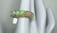 5.8ct Oval Opal Eternity Band in 14K Gold/full eternity ring/stackable ring/wedding band/