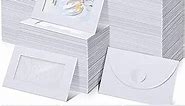 300 PCS Window Gift Card Envelopes 4 x 2.8 Inch Gift Card Sleeves Mini Envelopes with Heart Shaped Clasp for Business Cards Party Gifts Greeting Invitation (White)