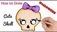 How to Draw Cute Skull Easy for Halloween Drawings