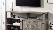 Walker Edison Georgetown Modern Farmhouse Double Barn Door Highboy Storage TV Stand for TVs up to 65 Inches, 58 Inch, Grey Wash