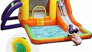 Bounce House Waterslide - Inflatable Water Bounce House with Water Slide, Trampoline, Splash Pool, Climbing Wall - Heavy Duty Bouncy House for Kids Outdoor - Includes Air Blower & Carry Bag
