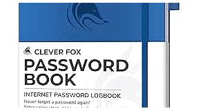 Clever Fox Password Book with alphabetical tabs. Internet Address Organizer Logbook. Small Pocket Password Keeper for Website Logins (Royal Blue)