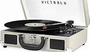 Victrola Vintage 3-Speed Bluetooth Portable Suitcase Record Player with Built-in Speakers | Upgraded Turntable Audio Sound|Light Grey, Model Number: VSC-550BT-LTG