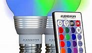 Kobra LED Color Changing Light Bulb with Remote Control - 16 Different Color Choices Smooth, Fade, Flash or Strobe Mode - Smart Remote Lightbulb - RGB & Multi Colored