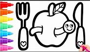 How To Draw Cute Apples and Worms For Children_Coloring Tips for Toddlers & Kids