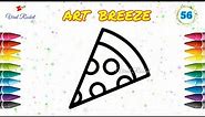 Easy Cartoon Pizza Slice drawing | How to Draw a Pizza Slice | Art Breeze # 56 | Cartoon Pizza slice