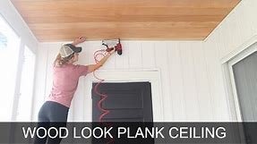 How to Plank a Ceiling By Yourself | Easy Plywood Shiplap Ceiling