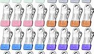 Clothes Pins for Hanging Clothes, 32 Pack Stainless Steel Colored Clothespins for Laundry, Heavy Duty Clothing Pins for Clothes Line, Multipurpose Metal Clips for Clothes, Socks, Towel, Snack, Photo