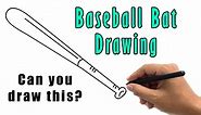 How to Draw a Baseball Bat Drawing | Easy Baseball Bat Step by Step Sketch