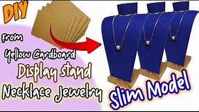 DIY Make a Display stand Necklace Jewelry with a Slim Model using yellow cardboard