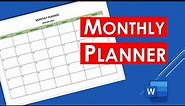 How to Create a Monthly Planner in Word | Planner Template Design