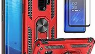 Galaxy S9 Plus Case, Samsung Galaxy S9 Plus Case, [NOT FIT S9 ] with [Tempered Glass Protector Included] STARSHOP- Rotatable Metal Ring Kickstand Shockproof Drop Protection Phone Cover - Red
