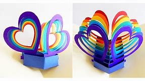 Pop up card (twin hearts) - learn how to make a popup heart greeting card - EzyCraft