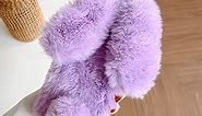 Omio for Samsung Galaxy S23 Ultra Rabbit Fur Case, Soft Handmade Fluffy Furry Cute Bunny Plush Rabbit Case Warm Big Ear Bling Crystal Rhinestone Bowknot Slim Case for Galaxy S23 Ultra Women, Purple