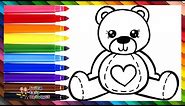 Drawing and Coloring a Cute Teddy Bear 🧸🌈 Drawings for Kids