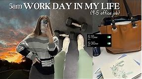 9-5 Work Day In My Life | 5am morning routine, office job, healthy habits + productive work night