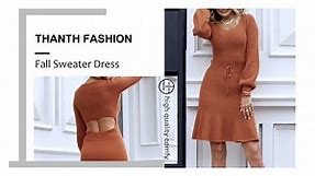 THANTH Backless Sweater Dress for Women