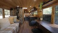 Custom School Bus Camper Conversion Has A Cabin-Inspired Interior