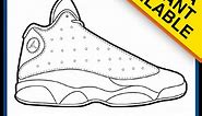 Air Jordan 13 Sneaker Coloring Pages - Created by KicksArt
