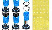 DaierTek 12V Latching Push Button Switch 19mm ON Off Black Metal Pre-Wired 12 Volt Blue Led Light Illuminated Waterproof Button for Marine RV -8 Pack