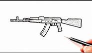 How to draw AK 47 Kalashnikov | Easy Drawing