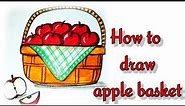 How to draw Apple Basket || Quick n Beautiful Drawing