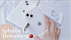 iPhone 13 (white☁️) unboxing + accessories + camera test📷✨