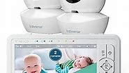 Babysense 5" HD Split-Screen Baby Monitor, Video Baby Monitor with 2 Cameras and Audio, Night Light, 960ft Range, Two-Way Audio, 4X Zoom, Night Vision, 4000mAh Battery