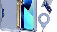 for iPhone 13 Wallet Case,Card Holder with Kickstand[Slim][8FT Military Grade Drop Protection][with Silicone Anti-lost Ring Keychain][multiple colors]women men iPhone 13 Case Wallet-Linen Blue