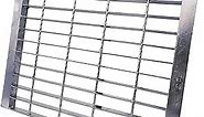 Galvanized Steel Drain Grate and Frame, 18x18 Outdoor Drain Cover with Base, B125 Class Channel Grate, Durable Heavy Duty Sewer Grate, Sliver Square Drainage Grate for Concrete Floor