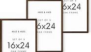 HAUS AND HUES Picture Frames 16x24 - Set of 3 16x24 Frame 3 Pack, 16x24 Picture Frames for Wall, Poster Frames 16x24, 16 x 24 Frames Photo Frame, 3 Piece Picture Frame (Walnut Frame)