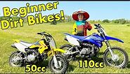 How to choose: Air Cooled Dirt Bike for 4-10 Year Old Kids! Yamaha TT-R 110 vs Suzuki DRZ 50