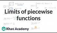 Limits of piecewise functions | Limits and continuity | AP Calculus AB | Khan Academy