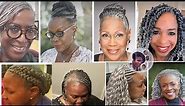 Latest And Beautiful Gray Braids Hairstyles for Women Over 50 Years.