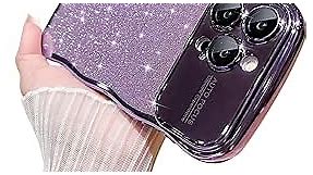HYUEKOKO for iPhone 15 Pro Max Case [Compatible with MagSafe] Plating Bling Glitter Water Ripple Back Cover for Women Girls Full Camera Phone Case for iPhone 15 Pro Max 6.7 Inch Purple