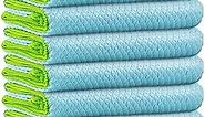 Streak Free Miracle Cleaning Cloth Easy Clean Microfiber Window Mirror Glass Stainless Steel Lint Free Dish Cloth Wine Polishing Towel,Reusable, 12'' x 16'', Pack of 8, Blue