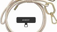 MAGEASY Crossbody Cell Phone Lanyard - Premium Rope Cell Phone Lanyard | 6mm Thick Universal Adjustable Phone Strap for iPhone, Samsung, and More | For Traveling, Hiking, Daily Use - Beige