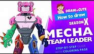 How to draw Mecha Team Leader | Fortnite season 10 step-by-step drawing tutorial with coloring page