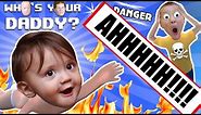 BABY IN DANGER ☠ Who's Your Daddy Skit + Gameplay w/ Shawn vs Knife, Fire, Glass & More (FGTEEV Fun)