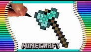 How to Draw Diamond Axe Minecraft | Learn to Draw