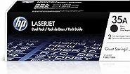 HP 35A Black Toner Cartridges (2-pack) | Works with HP LaserJet P1005, P1006 | CB435D