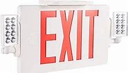 Gruenlich LED Combo Emergency EXIT Sign with 2 Adjustable Head Lights and Double Face, Back Up Batteries- US Standard Red Letter Emergency Exit Lighting, UL 924 Qualified, 120-277 Voltage, 1-Pack