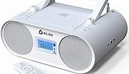 KLIM Boombox B4 CD Player Portable Audio System + AM/FM Radio with CD Player, MP3, Bluetooth, AUX, USB + Wired & Wireless, White (Renewed)