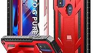 Motorola Moto G Pure Phone Case: Military Grade Hard Protection, Shockproof Grip, Dual-Layer Armor Design - Red