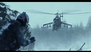 The Mil Mi-24 Russian Миль Ми-24 Hind large Attack Helicopter Gunship Targets Maverick in Top Gun II