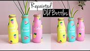Glass Bottle Painting | Old Bottle Reuse Idea | Bottle Decoration Ideas | Glass Bottle Art