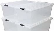 IRIS USA 91 Quart Stackable Plastic Storage Bins with Lids and Latching Buckles, 4 Pack, Containers with Lids, Durable Nestable Closet, Garage, Totes, Tubs Boxes Organizing, Clear