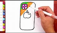 A apple, mobile phone, iphone 15 | 儿童简笔画上色 | colorpainting | coloring | abc 123 | abcd