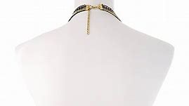Black and Ivory Beaded Gold-Tone Bib Statement Necklace, 16