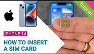iPhone 14 - How to insert a SIM card •  • 📲1️⃣4️⃣• 📶 • ✅ • Tutorial
